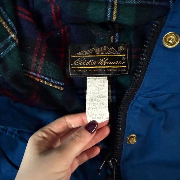 Vintage Eddie Bauer Wool Blue Jacket Coat Medium - Picture 4 of 6